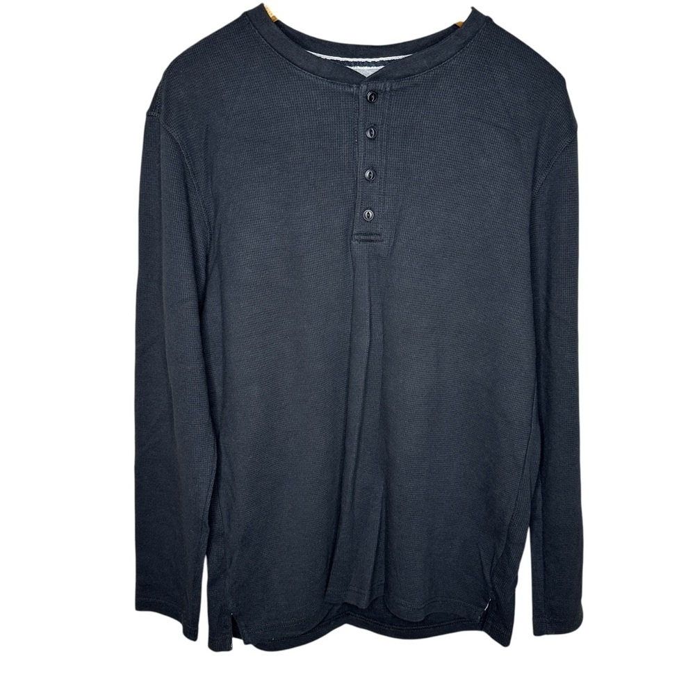 Weatherproof Men's Black Waffle Henley Shirt Size XL - Picture 2 of 4